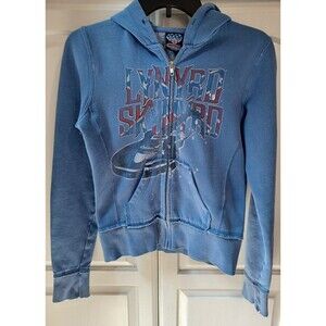 VINTAGE JUNK FOOD LYNARD SKYNYRD WOMENS DISTRESSED ROCK HOODIE SWEATSHIRT XS/S